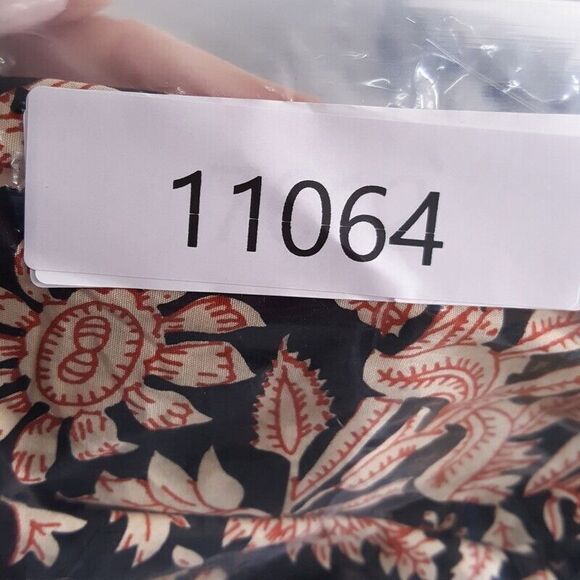 LUSANA Womens Dress Small Black Floral Pullover Fit Flare Belted Ruffle Peasant - Picture 8 of 8